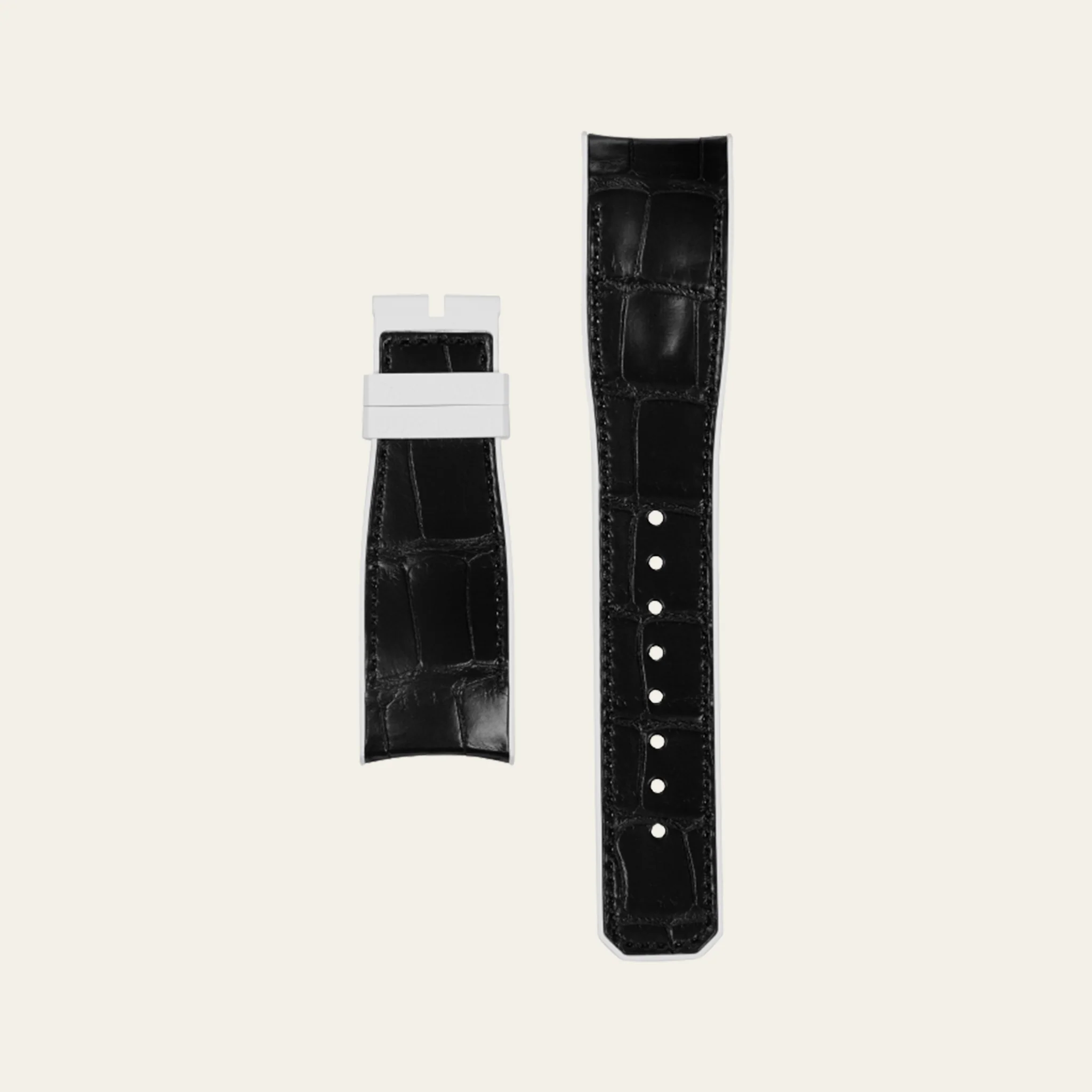 Black Alligator White Rubber Matte Epic X Strap - M
